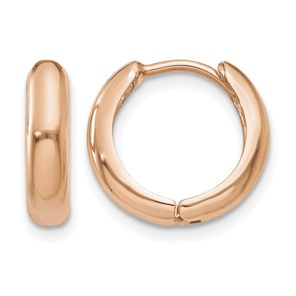 14k Rose Gold Polished Hinged Hoop Earrings