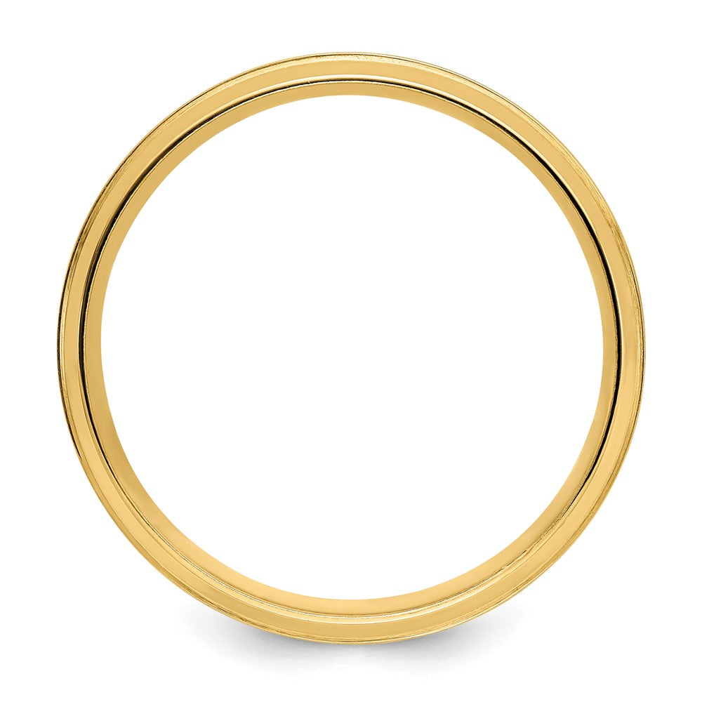 14k Yellow Gold 6mm Standard Weight Comfort Fit Brushed Satin/Polished Line Edge Wedding Band Size 7