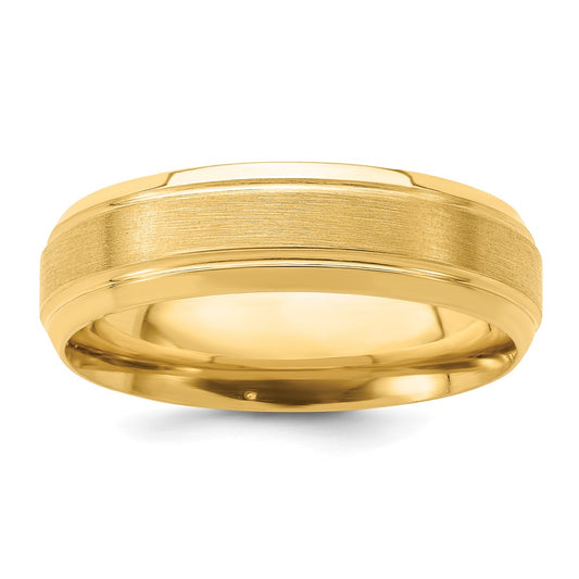 14k Rose Gold Standard Comfort Fit Brush Satin Fancy Band