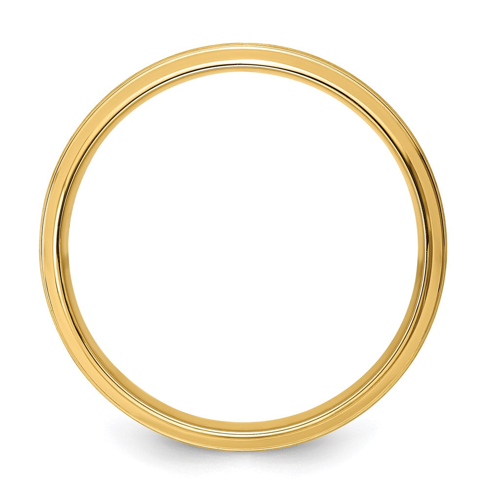 14k Yellow Gold 6mm Standard Weight Comfort Fit Brushed Satin Line Edge Wedding Band Size 11.5