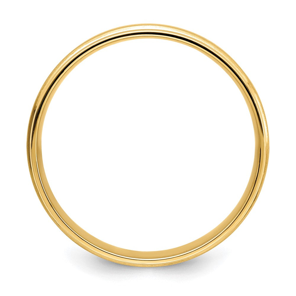 14k Yellow Gold 6mm Lightweight Comfort Fit Brushed Satin/Polished Grooved Edge Wedding Band Size 10.5