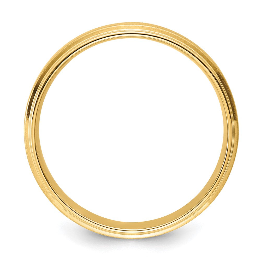 14k Yellow Gold 6mm Standard Weight Comfort Fit Brushed Satin/Polished Stepped Edge Wedding Band Size 11