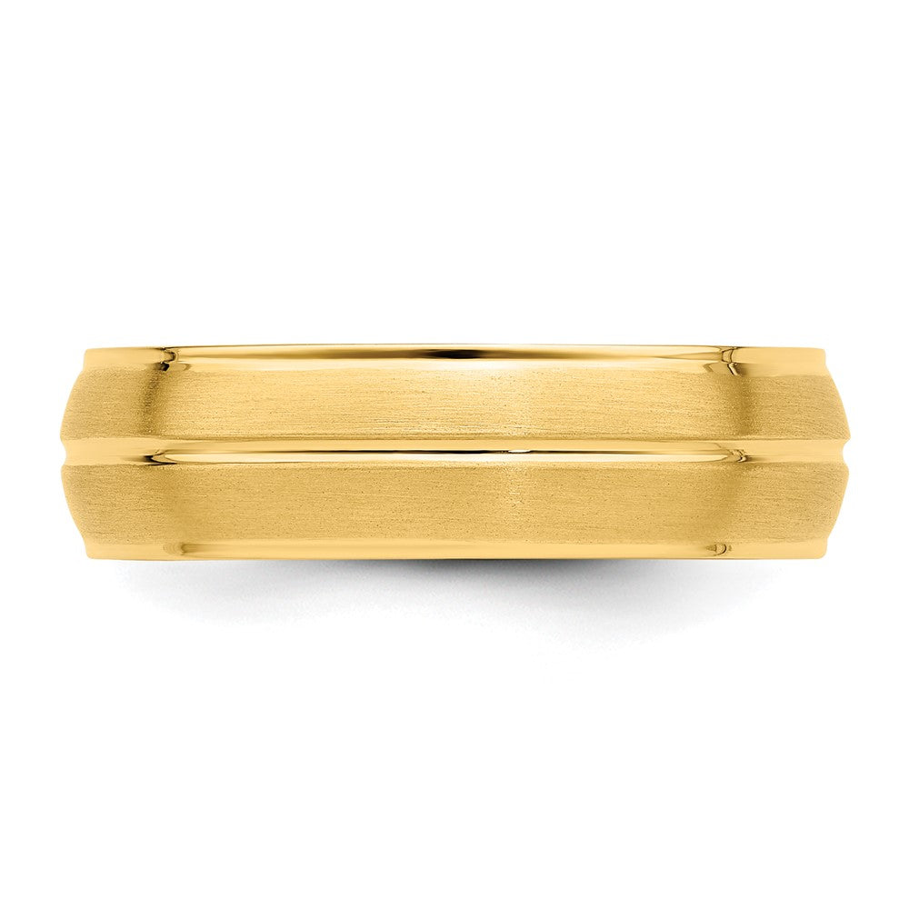 14k Yellow Gold 6mm Lightweight Comfort Fit Brushed/Polished Center Line Wedding Band Size 12