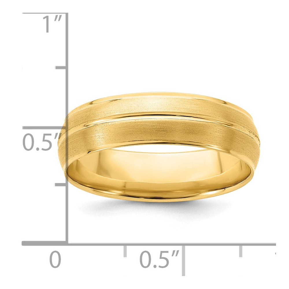 14k Yellow Gold 6mm Lightweight Comfort Fit Brushed/Polished Center Line Wedding Band Size 12