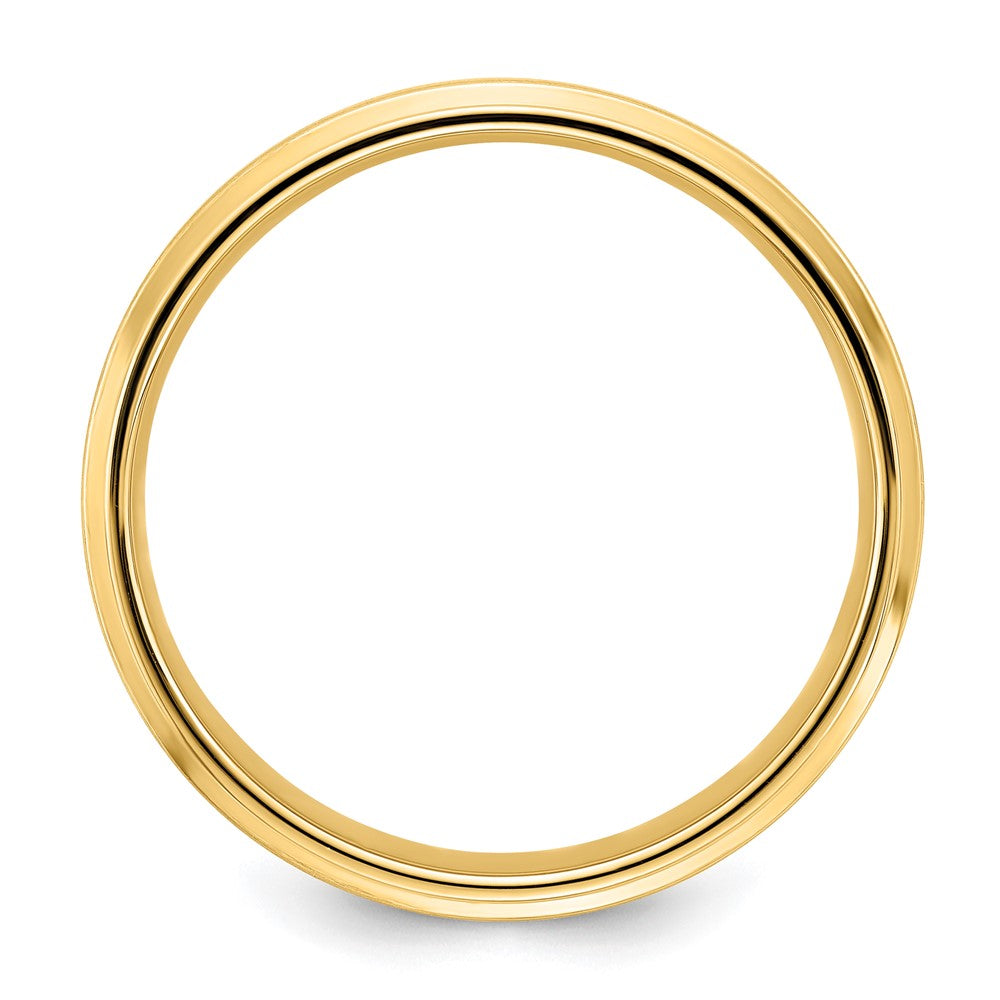 14k Yellow Gold 6mm Standard Weight Comfort Fit Brushed Satin Fancy Wedding Band Size 10.5