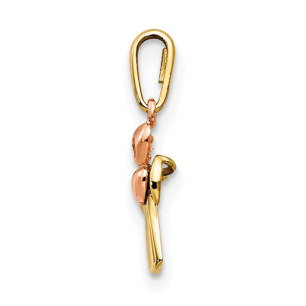 14k Yellow and Rose Gold CZ Children's Cross Heart Pendant