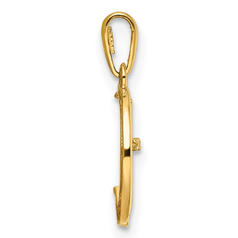 14k CZ Cat and Moon Pendant