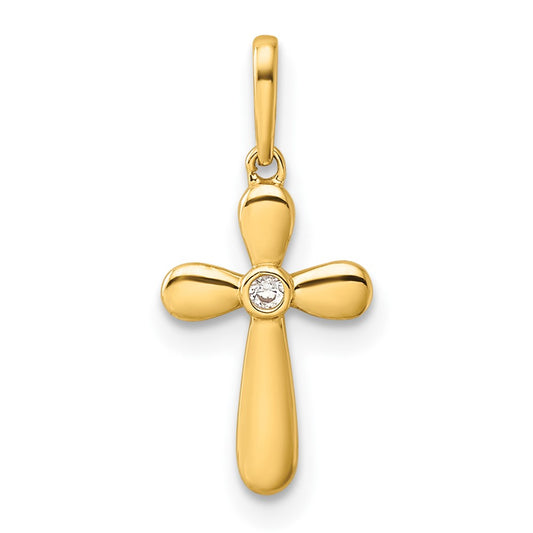 14k CZ Cross Pendant