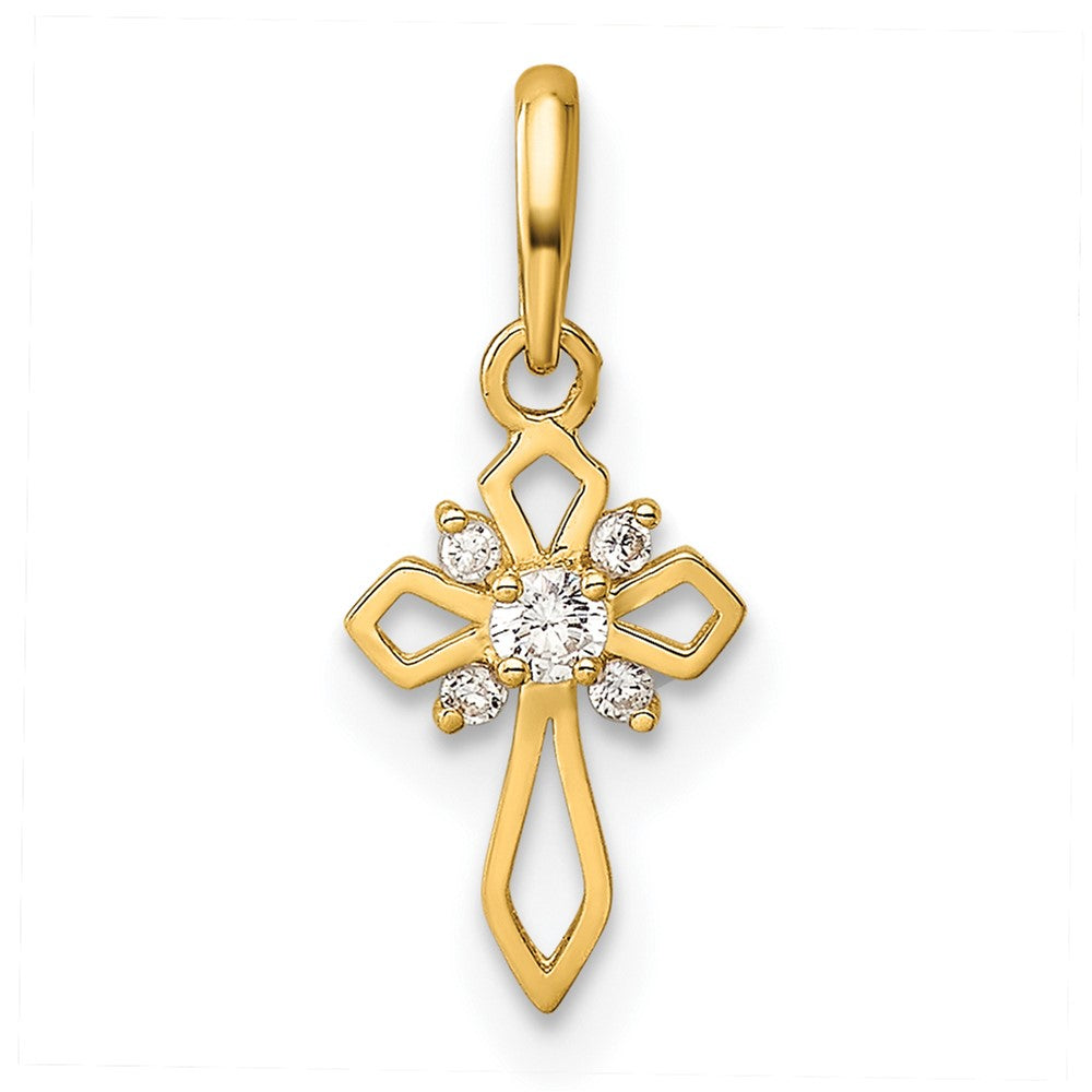 14k Fancy CZ Cross Pendant