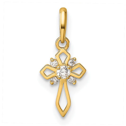 14k Fancy CZ Cross Pendant