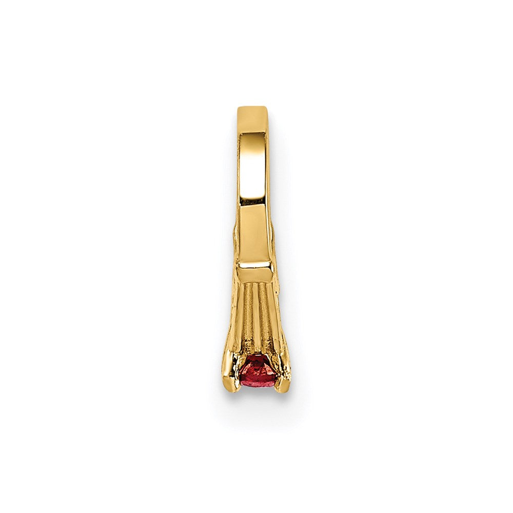 14K 3D Ring with Red CZ Charm