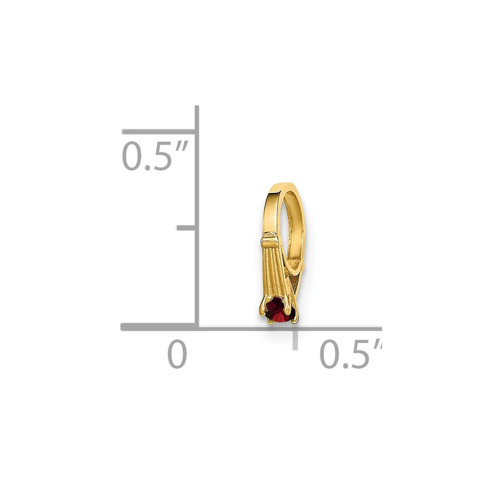 14K 3D Ring with Red CZ Charm