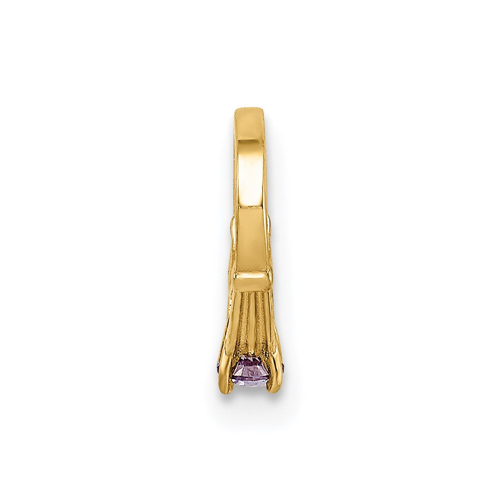 14K 3D Ring with Dark Purple CZ Charm