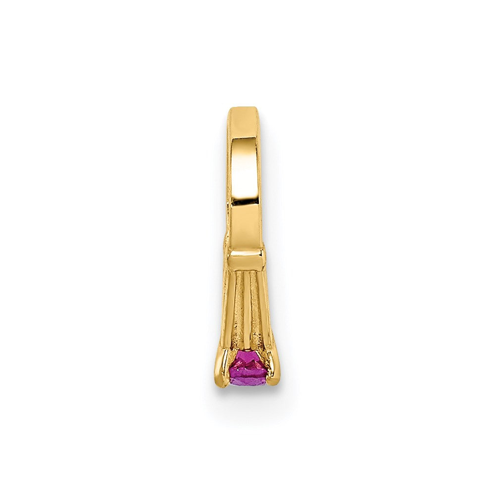 14K 3D Ring with Dark Pink CZ Charm
