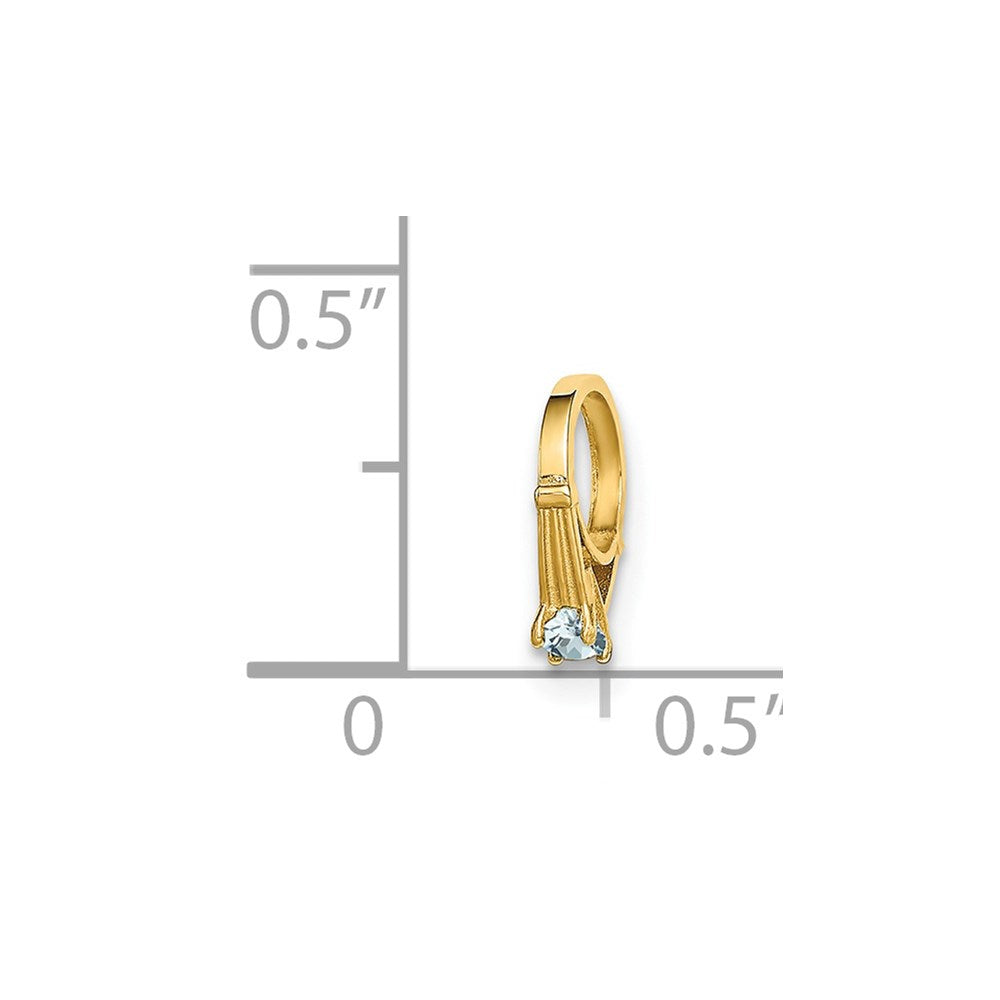 14K 3D Ring with Light Blue CZ Charm