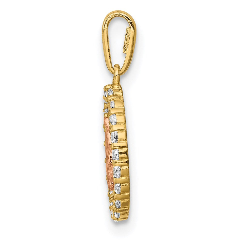 14K Two-tone Our of Guadalupe CZ Pendant