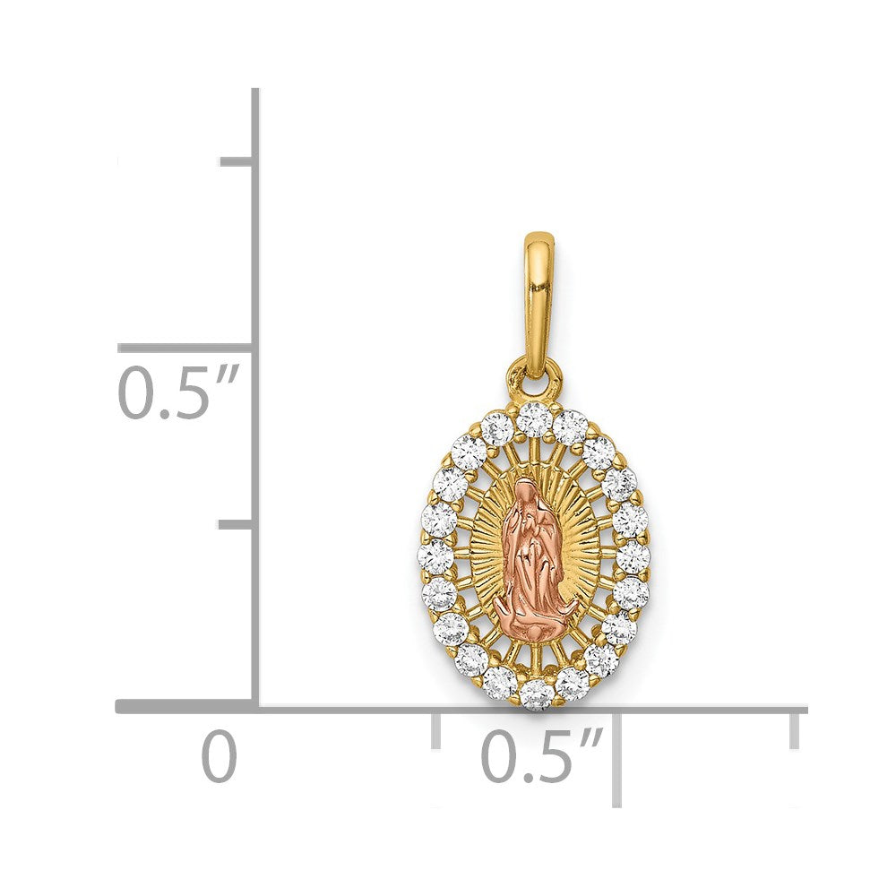 14K Two-tone Our of Guadalupe CZ Pendant