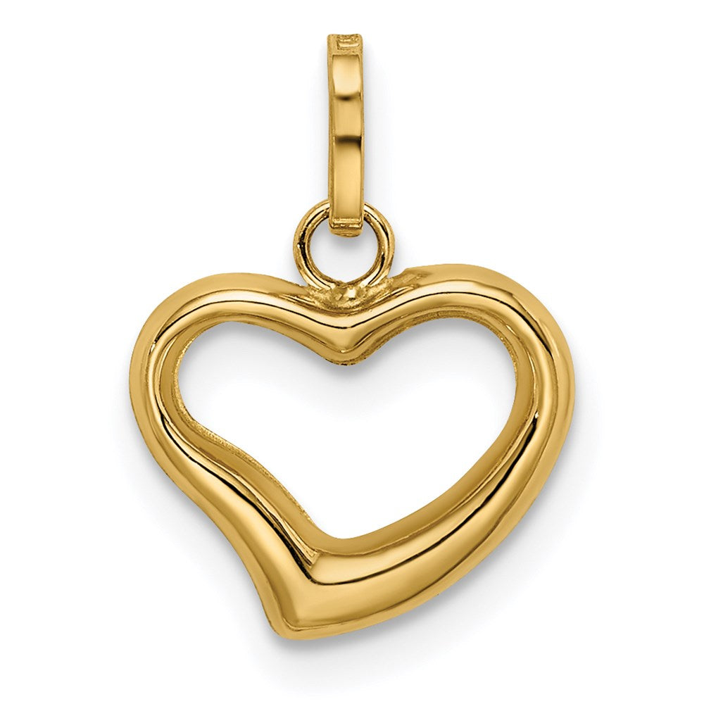 14k Polished Cut-out Puffed Heart Charm