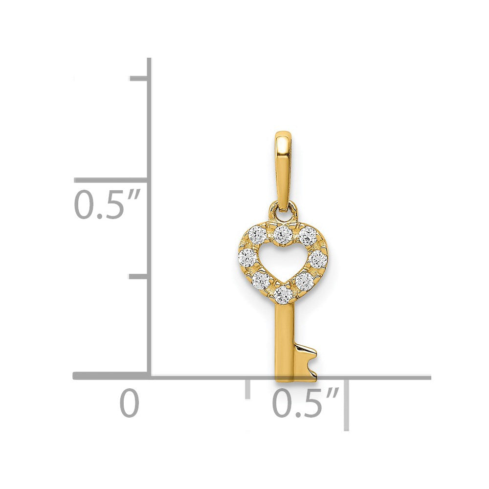 14K CZ Key Dangle Pendant