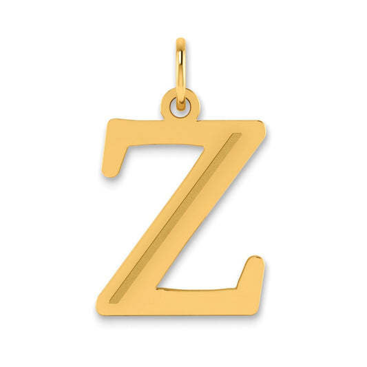 10k Polished Etched Letter Z Initial Pendant