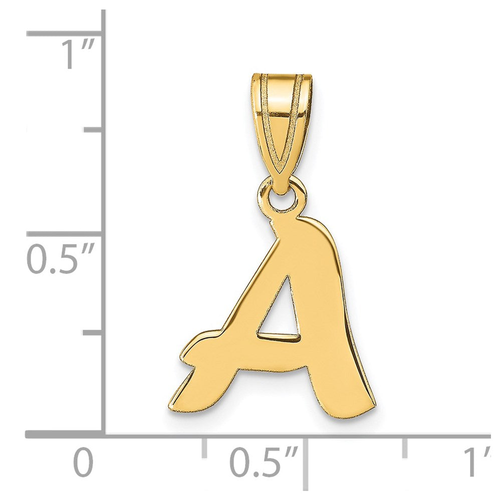 14k Polished Script Letter A Initial Pendant