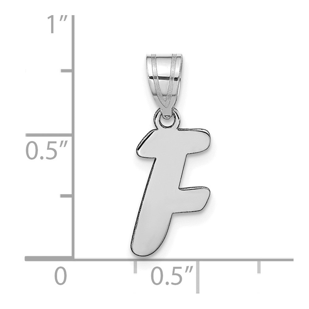 14kw Polished Script Letter F Initial Pendant