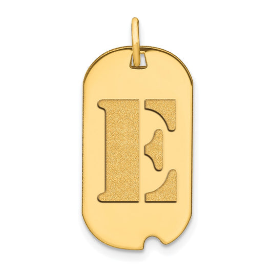 14k Polished Letter E Initial Dog Tag Pendant