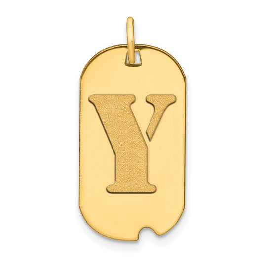 14k Polished Letter Y Initial Dog Tag Pendant