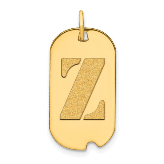 14k Polished Letter Z Initial Dog Tag Pendant
