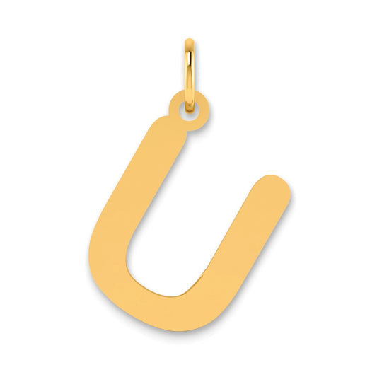 14k Polished Bubble Letter U Initial Pendant
