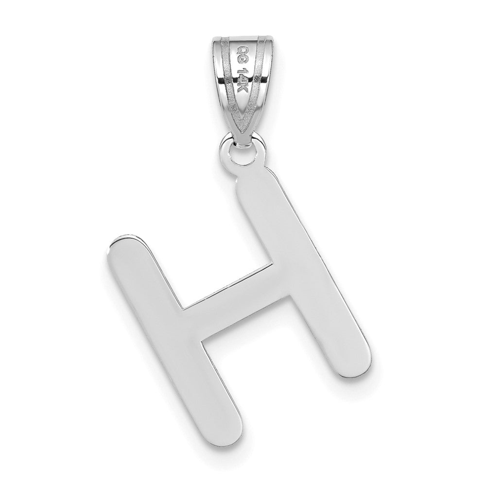 14kw Polished Bubble Letter H Initial Pendant