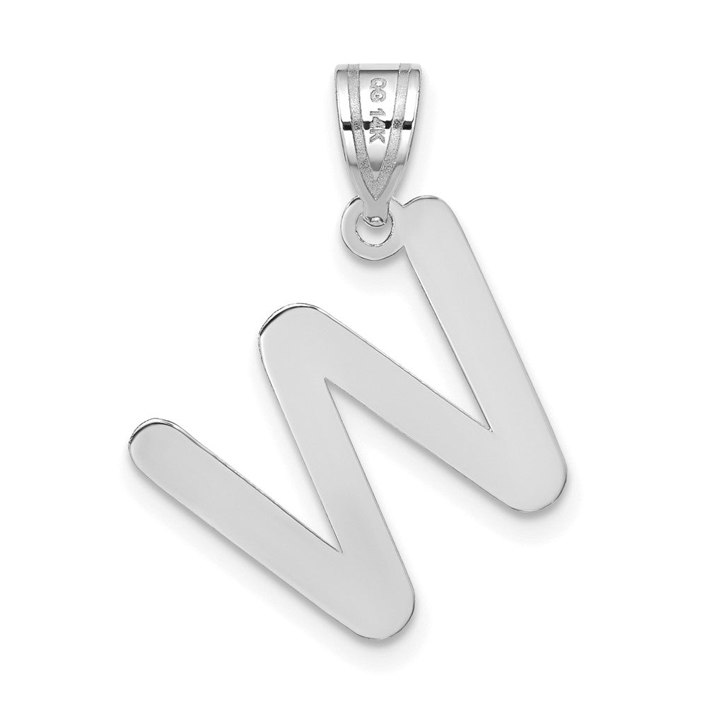 14kw Polished Bubble Letter W Initial Pendant