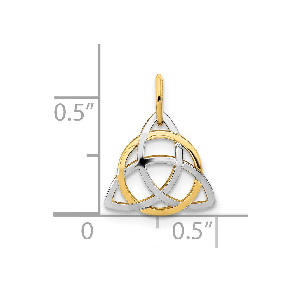 14K Gold with White Rhodium Polished Celtic Pendant