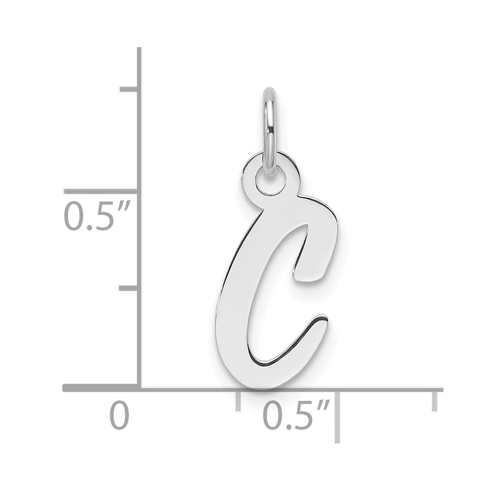 14k White Gold  Slanted Block Letter C Initial Charm