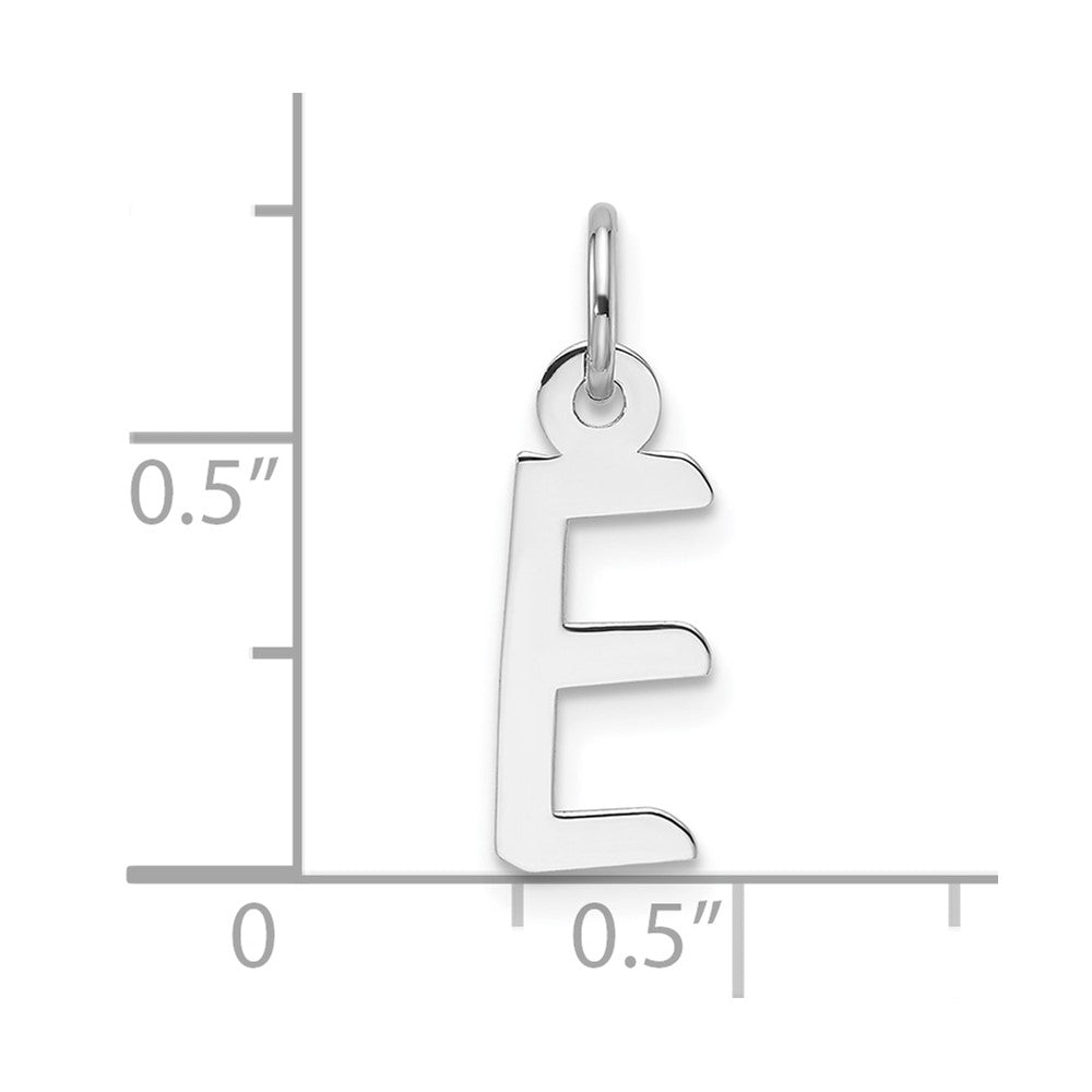 14K White Gold  Slanted Block Letter E Initial Charm