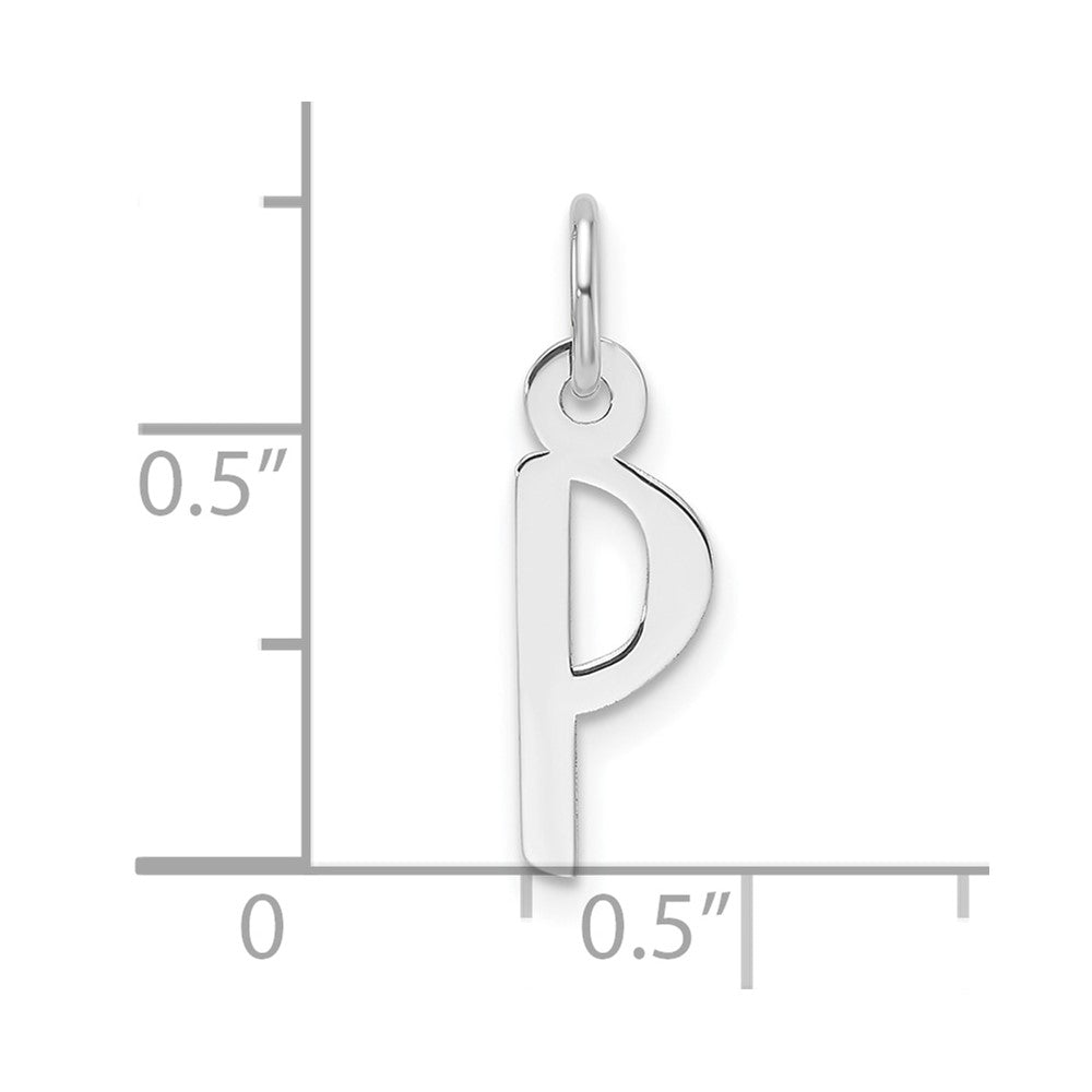 14K White Gold  Slanted Block Letter P Initial Charm