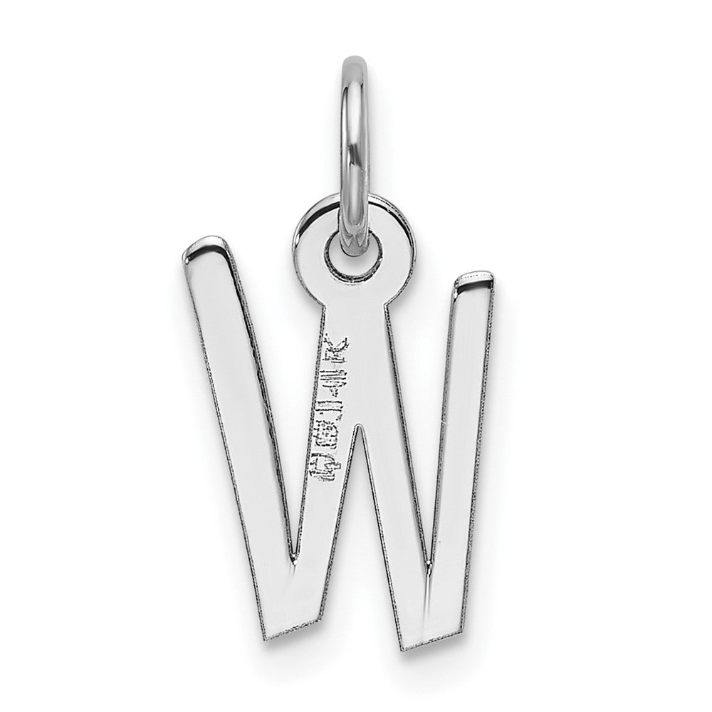 14K White Gold  Slanted Block Letter W Initial Charm