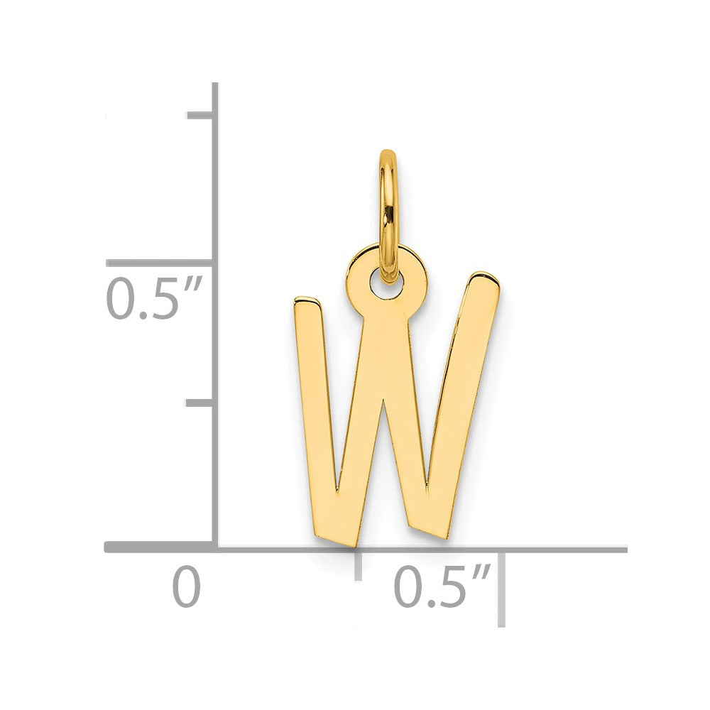 14K  Slanted Block Letter W Initial Charm