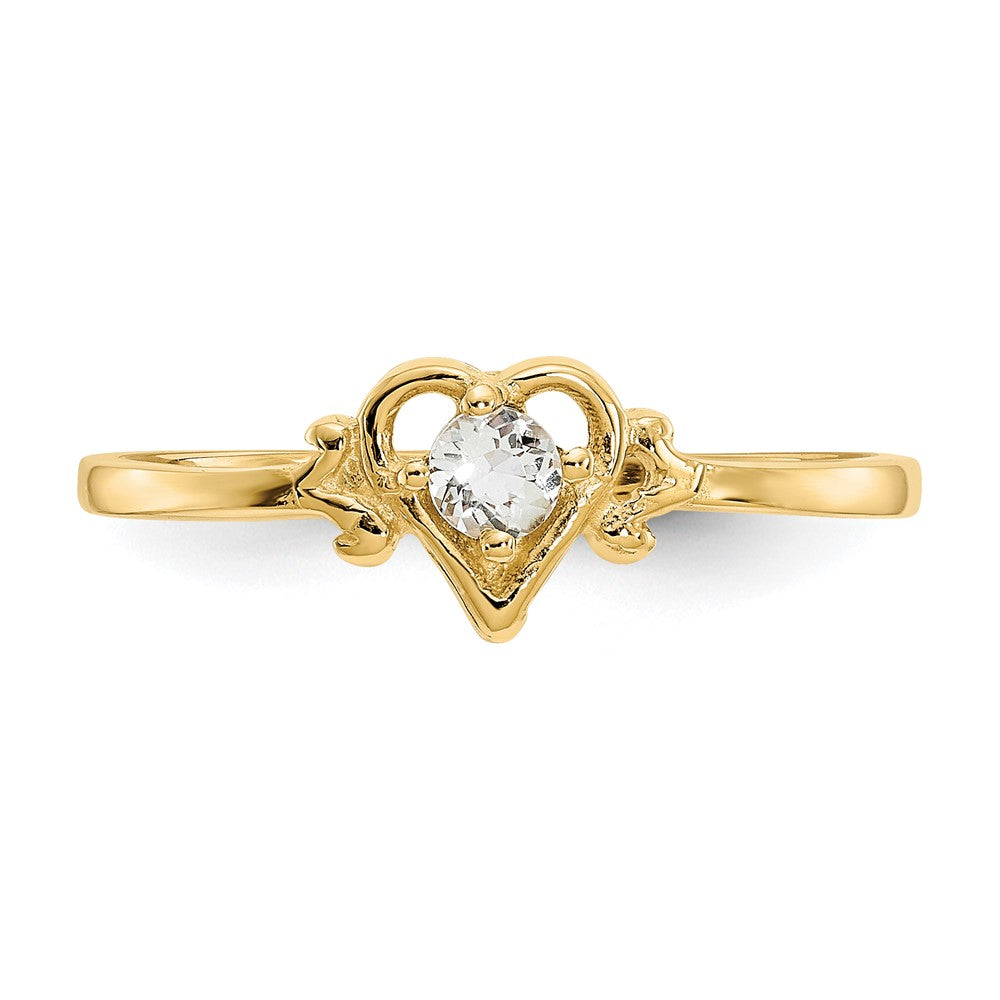 14K Aquamarine Birthstone Heart Ring