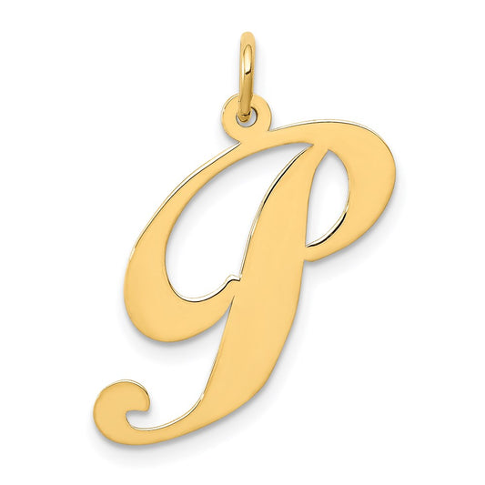 14k Large Fancy Script Letter P Initial Charm