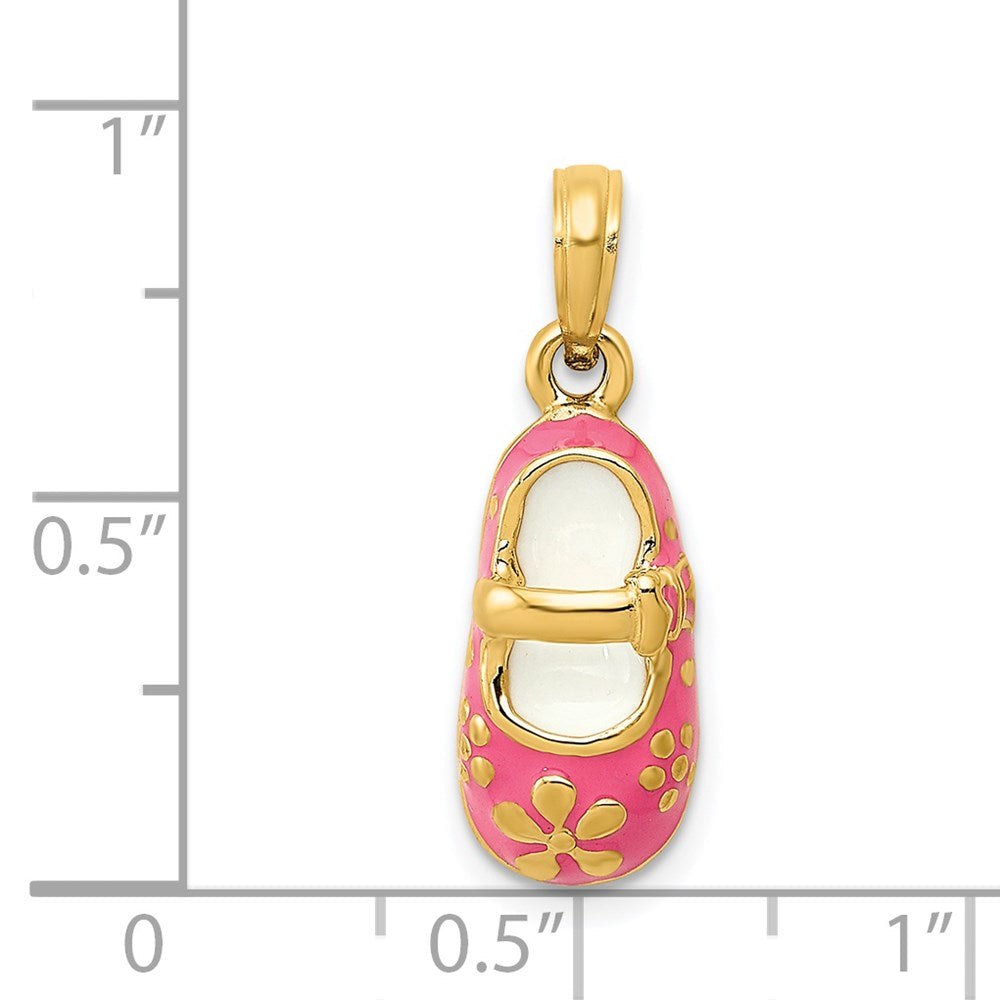 14k Pink Enameled 3D Shoe Pendant