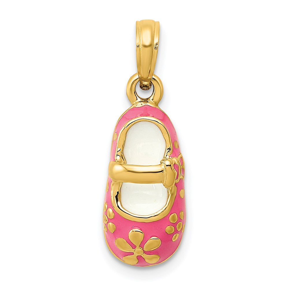 14k Pink Enameled 3D Shoe Pendant