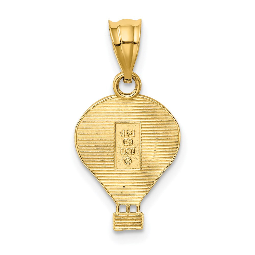 14k Polished Multi-color Enamel Hot Air Balloon Pendant