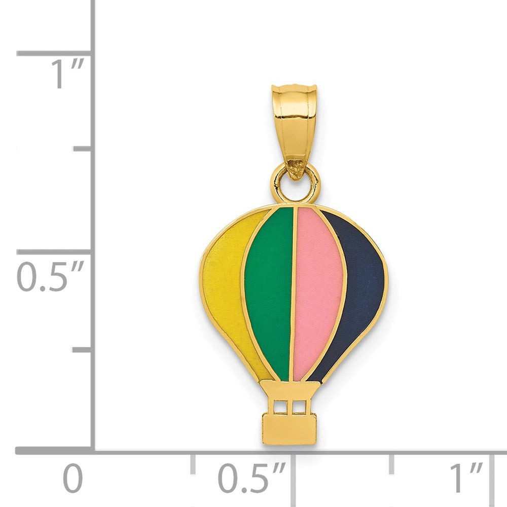 14k Polished Multi-color Enamel Hot Air Balloon Pendant