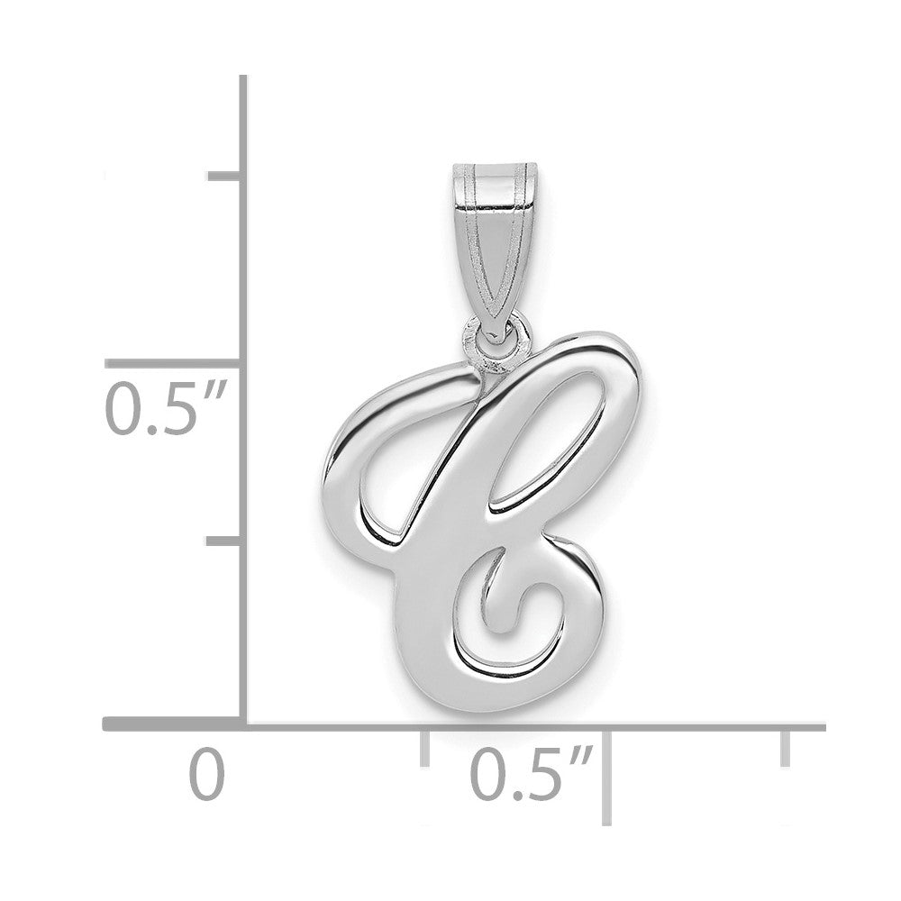 14KW White Gold Script Letter C Initial  Pendant