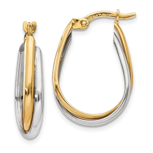 14k Two-tone Double Hoop Earring