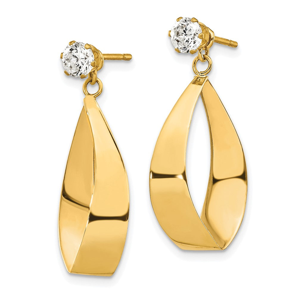 14k Polished Oval Dangle with CZ Stud Earring Jackets