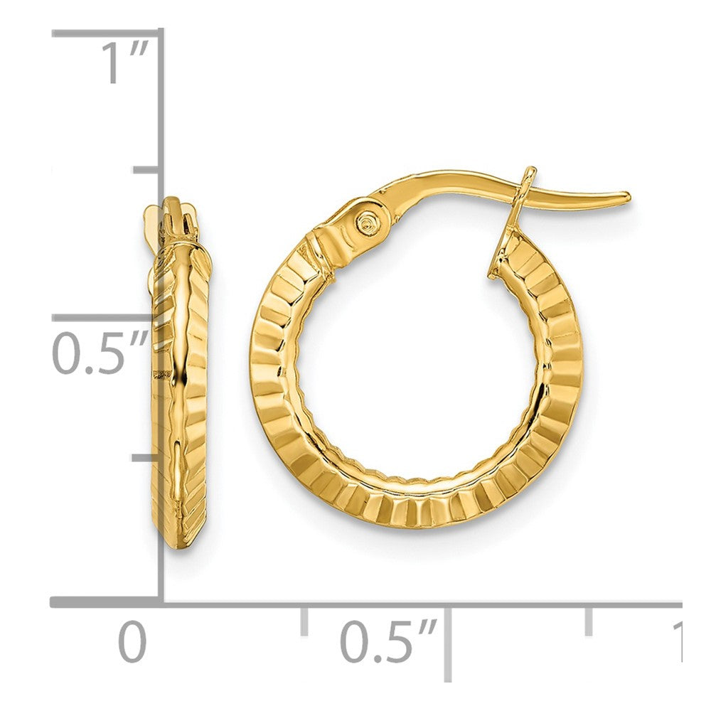 14k Polished and Diamond-cut Hoop Earrings