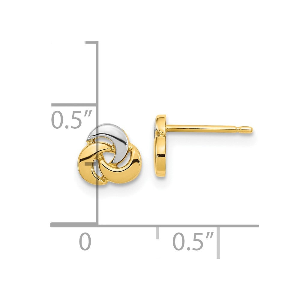 14K Polished White Rhodium Knot Post Earrings
