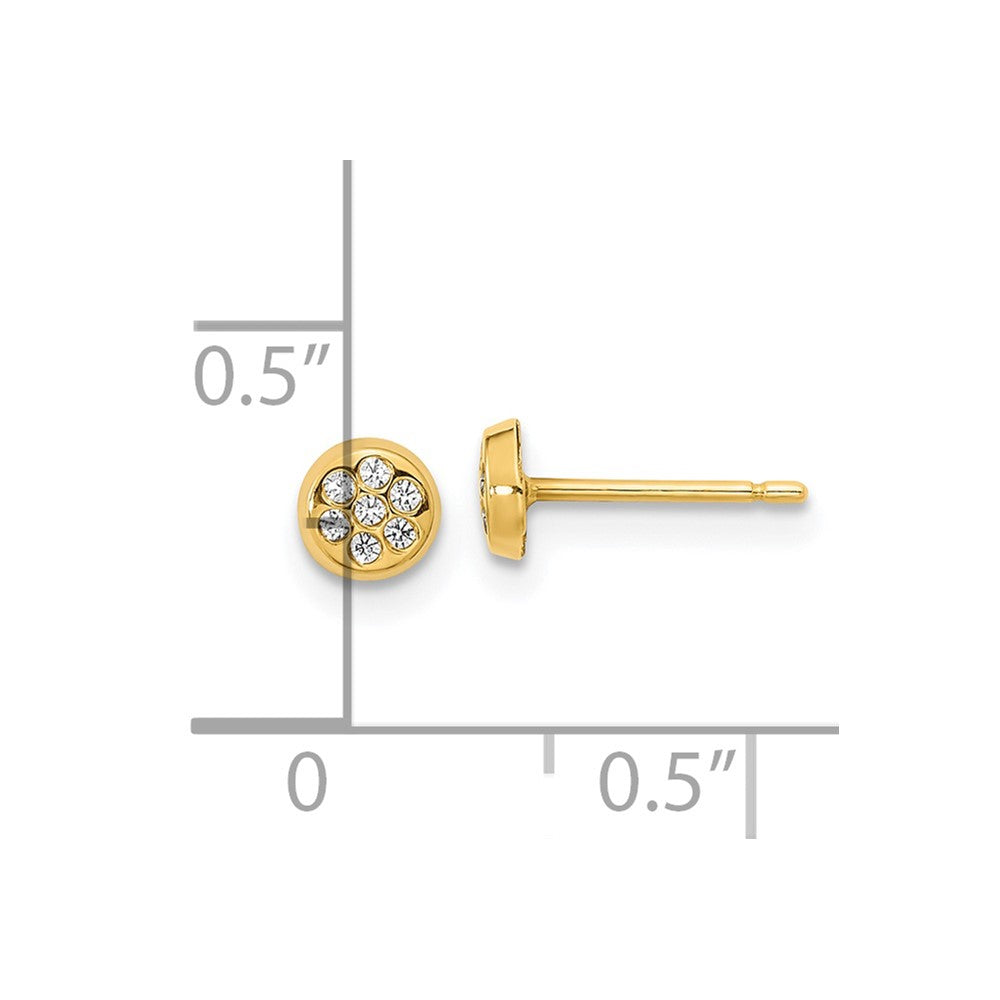 14K Polished CZ Circle Post Earrings